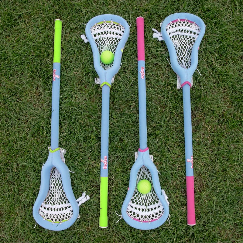 2 vs. 2 // Game Set + Goal Lacrosse Sticks hackeeslax Lime / Pink 